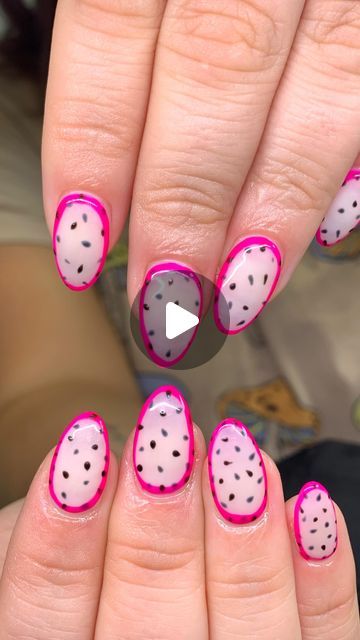 Ohio Nail Artist on Instagram: "Dragon fruit nails! Have you ever had dragon fruit and did you like it? I personally love it 😋 * * * #nailart#nailartist#gelartist#gelnailartist#handpainted#freehand#gelnails#cantonnails#northcantonnails#ohionails#akronnails#clevelandnails#ohiocitynails#lakewoodnails#tremontnails#massilonnails#uniontownnails#naturalnails#naildesigns#cutenails#prettynails#buildergel#summernails#fruitnails#tropicalnails#dragonfruitnails#tropicalfruitnails" Fruit Nails Short, Dragon Fruit Nails, Fruit Nails, Do You Like It, Nails Short, Dragon Fruit, Artist On Instagram, Nail Artist, Fruit Salad