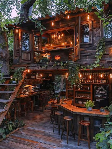 Cabin Exterior, Fantasy Homes, Fantasy House, Dream House Interior, Spring Water, Dream House Exterior, Outdoor Bar, Dream Rooms, Dream House Decor