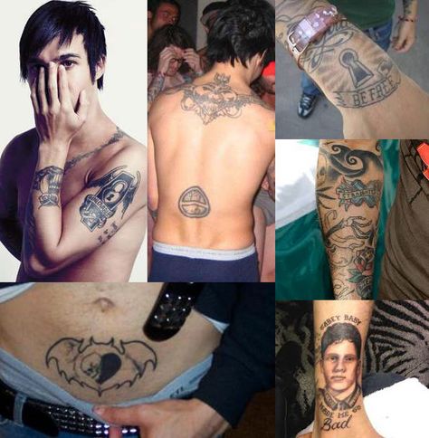 pete n his tatoos .... <3<<< I love his stomach one... Pete Wentz Tattoos, Pete Wentz Tattoo, Hum Hallelujah, Fall Out Boy Tattoo, Alt Music, Peter Wentz, Andy Hurley, Save Rock And Roll, Emo Princess