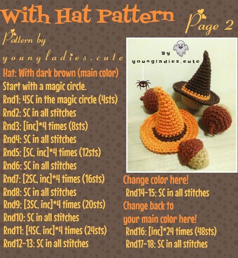 Witch Hat Pattern, Crochet Fall Decor, Stockings Diy, Crochet Ghost, Amigurumi Teddy Bear, Pumpkin Patterns, Fall Crochet Patterns, Crochet Tutorial Pattern, Fall Crochet