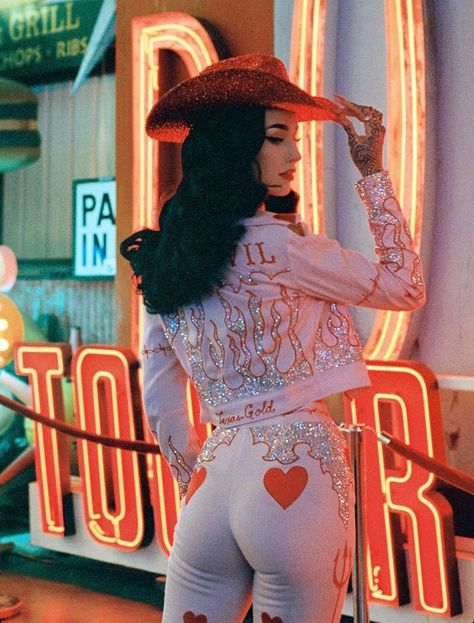 Pastel Western Aesthetic, Clown Cowgirl, Cowgirl Burlesque, Burlesque Cowgirl, Burlesque Poses, Disco Rodeo, Cowgirl Photoshoot, Rhinestone Cowboy, Vegas Showgirl