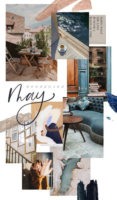 May Moodboard, Color Palette Feminine, Branding Mood Board, Calligraphy Handwriting, Monthly Goals, Mood Board Inspiration, Mood Board Design, Soothing Colors, Sunday Brunch