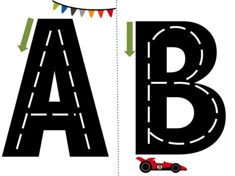 These alphabet roads are so much fun for learning letter identification and for pre-writing practice. This set includes all uppercase letters A-Z with a fun race car theme. The letters are each 5&#… Alphabet Cars, Cars Preschool, Writing Practice Preschool, Pre Writing Practice, Car Letter, Race Car Themes, Transportation Preschool, Car Theme, Abc Activities