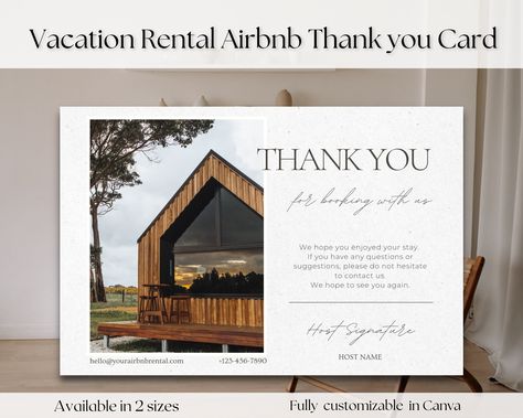 Excited to share the latest addition to my #etsy shop: Airbnb Vacation Rental Card For Guests, Airbnb Host Thank You Card, Airbnb Business Card For Guests, Airbnb Thank You Card, Cabin Airbnb https://etsy.me/3C2wD8U #white #vacationrentalcard #airbnbthankyou #thankyouc Welcome Airbnb, Modern Airbnb, Vacation Rental Business, Cabin Airbnb, Lake House Cabin, Airbnb Business, Gift Card Template, Rental Business, Welcome Card