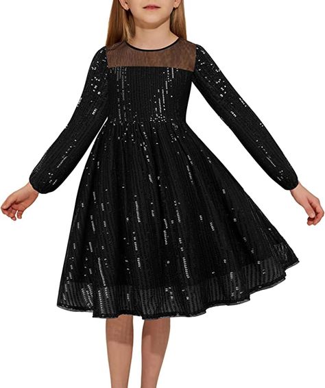 Amazon.com: Danna Belle Girls Sequin A-Line Dress Sparkle Glitter Party Dress Crewneck Mesh Dress Size 6 Black : Clothing, Shoes & Jewelry Sequin Party Dress Long, Sequin Party Dress Long Sleeve, Gold Sparkly Dress, Nutcracker Party, Girls Velvet Dress, Glitter Party Dress, Mesh Dresses, Rose Gold Sequin Dress, Dress Sparkle