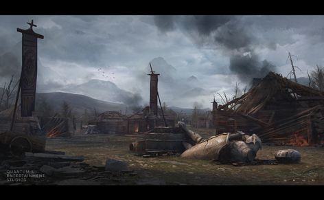 Burned Village, Eclipse Project, Fantasy Village, Falling Kingdoms, Fantasy Places, Fantasy Concept Art, Body Drawing, Sci Fi Fantasy, Dark Fantasy