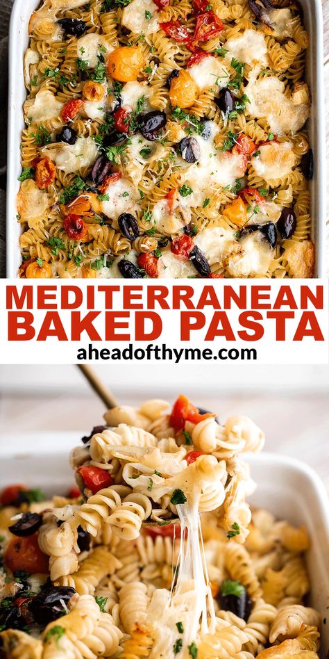 Meditteranean Recipes Easy, Mediterranean Pasta Recipe, Medatrainian Recipes Dinners, Pasta Recipes Mediterranean, Pasta With Artichokes And Olives, Healthy Mediterranean Pasta Recipes, Oil Based Pasta Recipe, Easy Mediterranean Family Dinners, Mederteranian Pasta