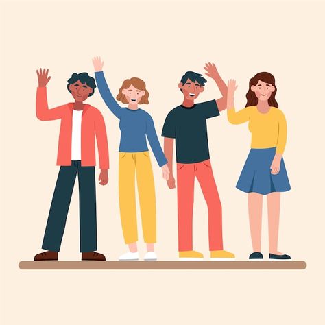 Hand drawn flat design people waving ill... | Free Vector #Freepik #freevector #people-illustration #illustrations #good-bye #flat-illustration People Flat Illustration, Person Vector Illustration, Waving Goodbye Drawing, Bye Drawings, Helping People Illustration, Good Bye Drawing, Flat Design Illustration People, Graphic Design People, Goodbye Illustration