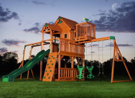 Backyard Playground Landscaping, Kid Playground, Playground Backyard, Playground Landscaping, Backyard Playset, Playhouse Ideas, Play Area Backyard, Build A Playhouse, Backyard Swings