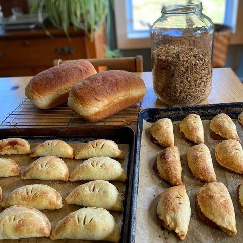 Freezer Granola, Homestead Meals, Wood Cookstove, Bakery Aesthetic, Simple Sourdough, Working Kitchen, Homestead Kitchen, Loaves Of Bread, Apple Hand Pies