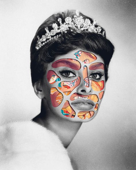 Matthieu Bourel, Face Collage, Drag Make-up, Collage Portrait, Gig Poster, Layered Art, Surreal Collage, Mixed Media Photography, Collage Techniques