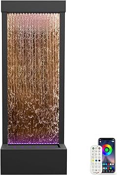 LONGRUN Indoor Mirror Waterfall Fountain, 120cm Tall Home Decor Floor Standing Fountains with APP Controlled Multicolor LED Light, Freestanding Water Features for Outdoor Garden - Black Bronze Mirror Fountain Mirror, Mirror Waterfall, Indoor Waterfall Fountain, Outdoor Waterfall Fountain, Outdoor Waterfalls, Indoor Water Features, Indoor Water Fountains, Indoor Waterfall, Garden Floor