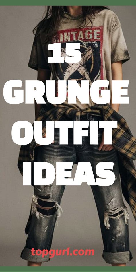 15 Killer Grunge Outfits for the Ultimate ’90s Babe 90s Grunge Costume Ideas, 90 Alternative Style, 90s Grunge Outfit Women, Street Wear Makeup Looks, Rockstar 90s Outfit, Flannel Shirt Styling, 90s Grunge Concert Outfit, Alternative Concert Outfit Ideas, 90s Rock Concert Outfit