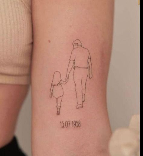 Grandpa Tattoo Ideas, Grandpa Memorial Tattoo, Daughter And Father Tattoo, Grandpa Tattoo, Grandparents Tattoo, Tattoos For Dad Memorial, Memorial Tattoo Ideas, Father Daughter Tattoos, Tattoos Inspo