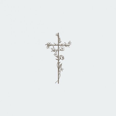 Cross With Flowers Drawing, Feminine Cross Tattoos For Women, Fine Line Cross Tattoo, Cross Flower Tattoo, Cross Tattoo With Flowers, Flower Cross Tattoo, Floral Cross Tattoo, Cross With Flowers Tattoo, Feminine Cross Tattoo