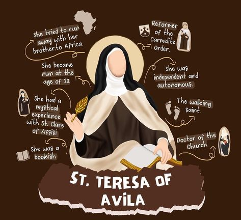 Saint Theresa Of Avila, St Therese Of Avila, Saint Teresa Of Avila Quotes, Theresa Avila, St Theresa Of Avila, Theresa Of Avila, Chapel Veil Catholic, Hail Mary Full Of Grace, Saint Teresa Of Avila