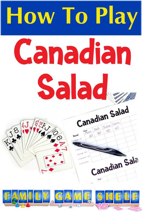 How to play the family card game Canadian Salad from Family Game Shelf Card Games For One, Game Shelf, Library Games, Games To Play With Kids, Family Card Games, Fun Card Games, Card Games For Kids, Senior Activities, Playing Card Games