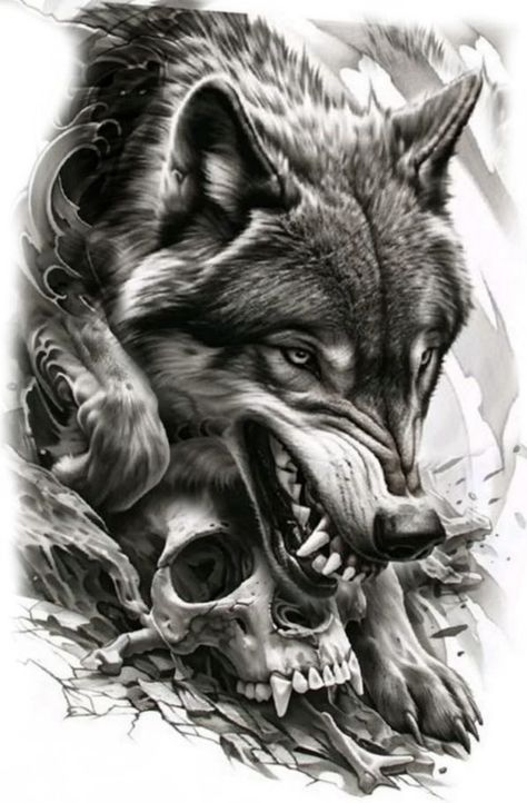 Image Tattoo, Tattoo Colors, Lup Singuratic, Big Cat Tattoo, Wolf Tattoos Men, Wolf Tattoo Sleeve, Life On The Edge, Wolf Skull, Awesome Tattoo