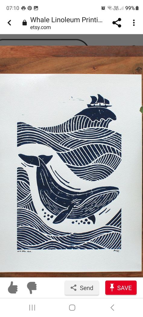 Whale Linocut, Printmaking Projects, Aztec Tattoo, Linocut Art, Handmade Stamps, Monoprint, Block Printing, Lino Print, Linocut Prints