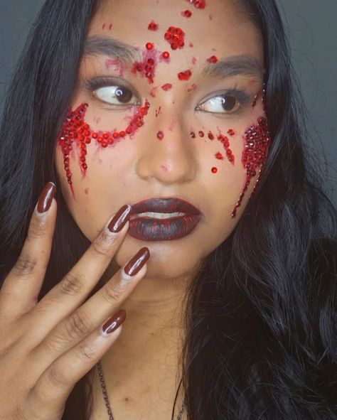 Rhinestone blood makeup look 🩸 Inspired by @xoanyvn #halloween2024 . . . . . . . . . . . . . . . #halloween #halloweenmakeup #halloweenmakeupideas #instagram #instagrampost #instagramfeed #feed #explorepage #explore #foryoupage #fyp #instapost Blood Makeup Look, Blood Makeup, Insta Posts, Halloween Makeup, Instagram Feed, Makeup Looks, Halloween, Instagram Posts, Makeup