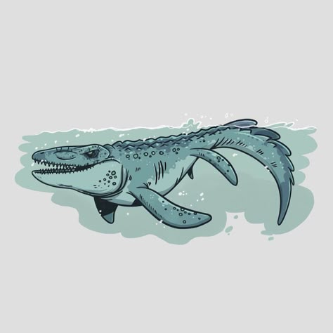 Simple Dinosaur Drawing, Geology Doodles, Mosasaurus Drawing, Carnotaurus Art Cute, Paper Dino, Aquatic Dinosaur Drawing, Scary Dinosaur Art, Dinosaur Monster Art, Paleo Art Dinosaurs