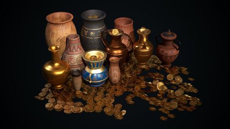 ArtStation - Egyptian Treasure, Nesar Alam Ansari Egyptian Treasure, Personal Project, Whiskey Bottle