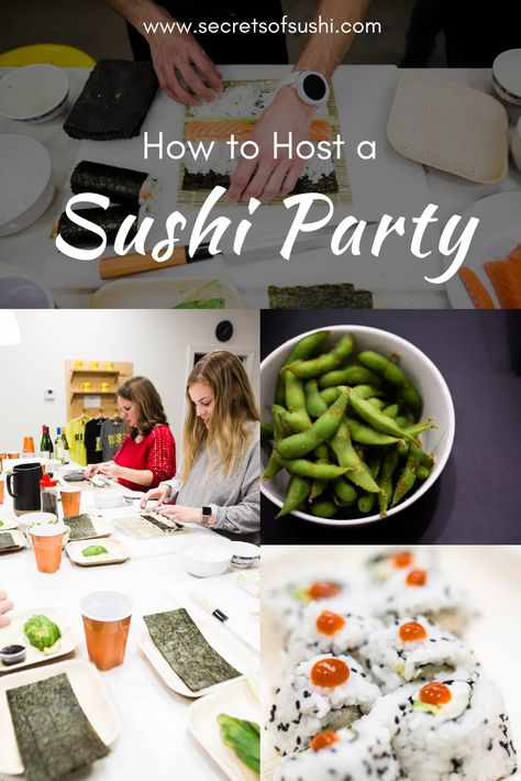 Kid Sushi, Sushi Making Party, Sushi Dinner Party, Sushi Birthday, Sushi For Kids, Sushi Buffet, Japan Party, Sushi Go, Make Your Own Sushi