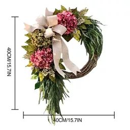 Jessboyy 16 Inch Fall Wreath Front Door Wreath Grain Wreath Harvest Halloween Thanksgiving Autumn... | Walmart (US) Pink Hydrangea Wreath, Hydrangea Garland, Spring Flower Wreath, Door Hanging Decorations, Artificial Garland, Artificial Hydrangeas, Hanging Garland, Artificial Wreath, Hydrangea Wreath