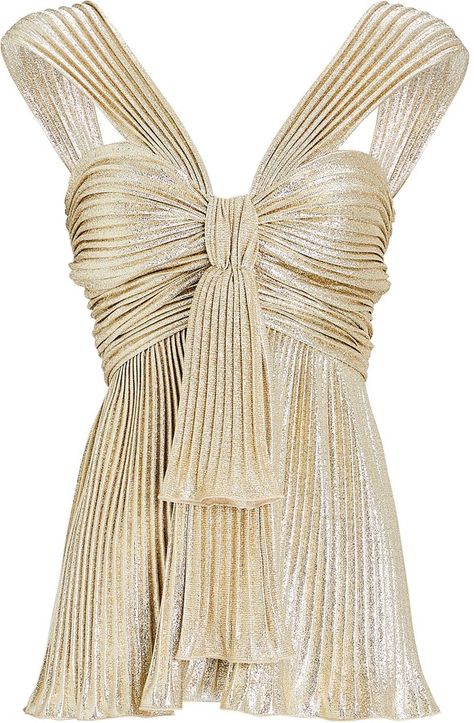 Plisse Lurex Tie-Front Top Lurex Top, Fest Outfits, Stockholm Fashion, In The Spotlight, Gold Top, Sleeveless Tops, Mode Inspo, Looks Chic, Hoco Dresses