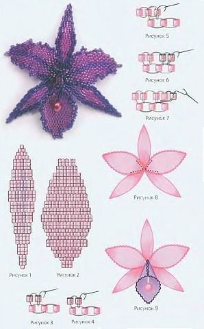 Beaded Flowers Patterns, Seed Bead Flowers, French Beaded Flowers, Art Perle, Pola Sulam, Seed Bead Patterns, Bead Weaving Patterns, Seed Bead Tutorial, Beadwork Patterns