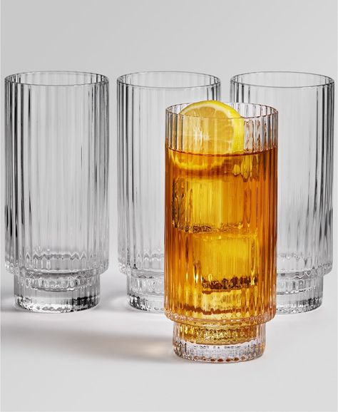 Hotel Collection Fluted Highball Glasses (Set of 4) Glassy Baby, Glasses Aesthetic, Carafe Set, Kitchen Cups, Cocktail Glassware, Highball Glasses, Hotel Collection, Cocktail Glasses, Drinking Glasses