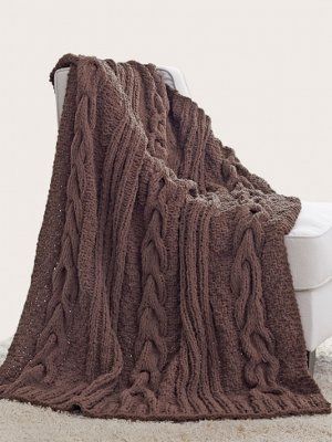 Horseshoe Cable Blanket Cable Afghan, Cable Blanket, Bernat Softee Chunky Yarn, Cables Blanket, Cable Knit Blankets, Crochet Bobble, Knit Ideas, Bernat Blanket Yarn, Cable Knitting