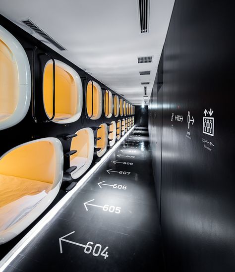 9h - nine hours capsule hotel - Kyoto on Behance Sleep Box, Pod Hotels, Hostels Design, Space Hotel, Sleeping Pods, Hotel Light, Capsule Hotel, Dog Hotel, Pet Hotel