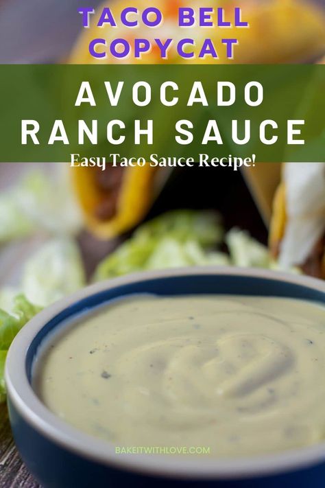 Ranch Sauce Recipe, Avocado Ranch Sauce, Avocado Ranch Dressing Recipe, Taco Christmas, Taco Sauce Recipes, Taco Bell Sauce, Taco Bell Copycat, Copycat Taco Bell, Avocado Ranch Dressing