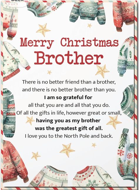 Season Greetings Card Design, Gift Ideas For Siblings, Merry Christmas Brother, Greeting Card For Brother, For Brother, Card For Brother, Christmas Gifts For Brother, Christmas Card Sayings, Merry Christmas Family