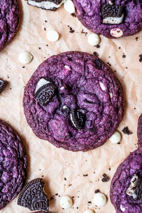 Ube Cookies and Cream Cookies - Cooking Therapy Ube Extract Recipe, Ube Cookies, Ube Dessert Recipe, Ube Extract, Cookies And Cream Cookies, Ube Halaya, Purple Cookies, Filipino Dessert Recipes, Ube Recipes