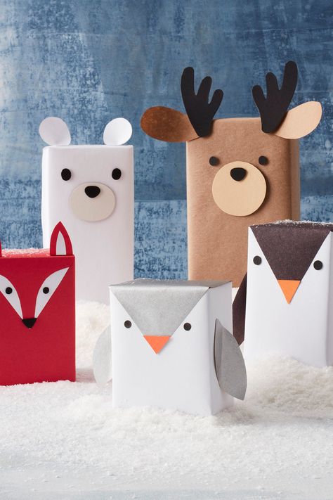 It's time to get crafty with DIY holiday gift wrap. Create your own deer, polar bear, penguin or fox in six steps! Find the steps on how to make and shop the supplies on Amazon Home. #amazonhome #founditonamazon Deer Gift Wrapping, Santa Gift Box Ideas, Deer Gift Ideas, Bear Gift Wrap, Penguin Gift Wrapping Ideas, Penguin Wrapping Ideas, Bear Gift Ideas, Animal Gift Wrapping Ideas, Polar Bear Wrapping Ideas