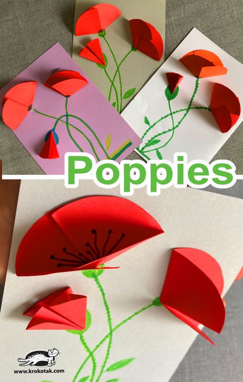 3d Poppy Craft, Fingerprint Poppies, Poppy Toddler Craft, Poppy Flower Crafts For Kids, Poppy Craft Ideas, Poppy Crafts For Kids, Easy Poppy Craft, Diy Poppy Flower, Poppy Crafts For Kids Simple