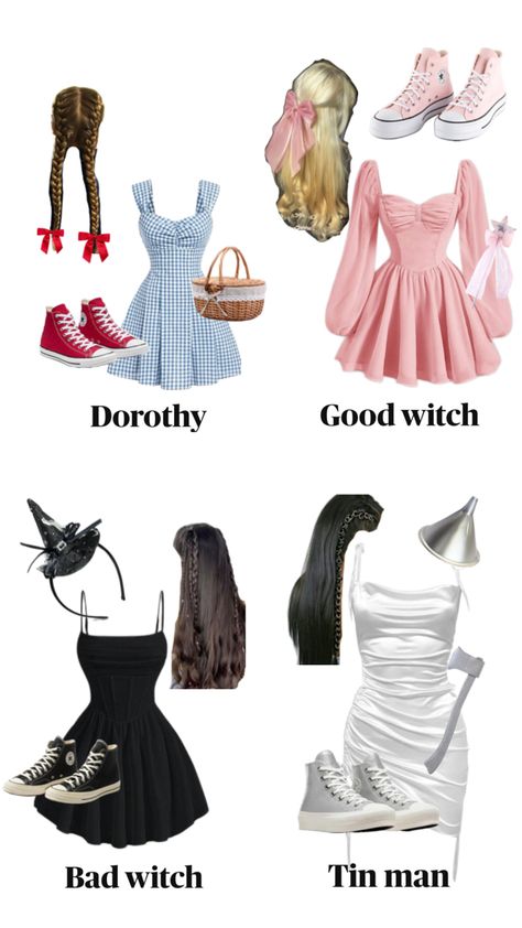 Dorothy, bad witch, good witch, tin man Tin Man Halloween Costume, Bad Witch Costume, Wizard Of Oz Halloween, Man Halloween Costume, Casual Halloween Costumes, Dorothy Halloween Costume, Fun Halloween Outfits, School Halloween Costumes, Good Witch Halloween