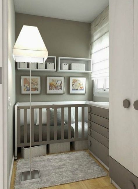 HOW TO DESIGN A SMALL NURSERY-3 Small Nursery Design, Small Room Nursery, Tiny Nursery, Baby Room Storage, Small Baby Room, Small Space Nursery, Idee Babyshower, Baby Nursery Inspiration, Baby Storage