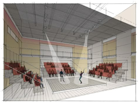 addressing columns in performance spaces: triangular layout Performance Spaces Architecture, Performance Space Architecture, Bubble Diagram Architecture, Grid Architecture, Dance Studio Design, Space Layout, Contemporary Theatre, Theater Architecture, Architecture Design Process