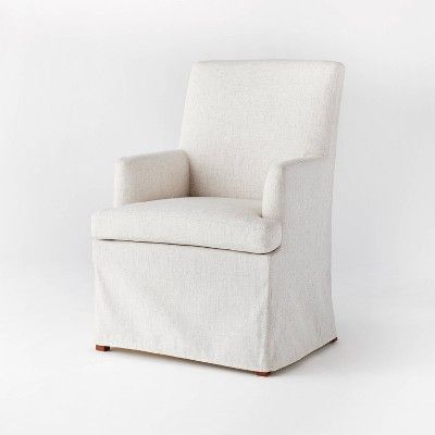 Upholstered Slipcover Dining Chair Cream - Threshold™ Designed With Studio McGee : Target Sanctuary Home Decor, Sanctuary Home, Colored Dining Chairs, Shea Mcgee, Windsor Dining Chairs, Arm Chair Styles, High Back Dining Chairs, Comfy Seating, Metal Dining Chairs