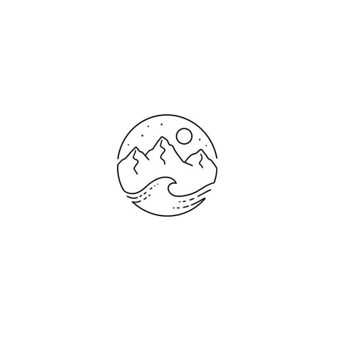 Half Mountain Half Ocean Tattoo, Mountain Meets Ocean Tattoo, Sun Sea Mountain Tattoo, Mountains Sea Tattoo, Sun Moon Ocean Mountain Tattoo, Mountains Ocean Tattoo, Small Lake Tattoo Ideas, Mountain Water Tattoo Simple, Moon And Waves Tattoo Simple