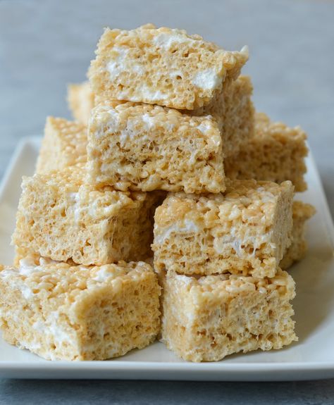 Best-Ever Rice Krispie Treats - Once Upon a Chef The Best Rice Krispie Treats Ever, Brown Sugar Rice Krispie Treats, Large Batch Rice Krispie Treats, The Best Rice Crispy Treats Ever, The Best Rice Krispie Treats, Best Rice Krispie Treats, Rice Crispy Treats Recipe, Rice Treats, Once Upon A Chef