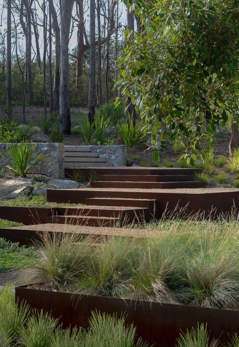 Bracken - Secret Gardens: Sydney Landscape Architecture Upstate House, Architecture Jobs, Garden Stairs, Garden Steps, Secret Gardens, Landscape Services, Garden Path, Australian Homes, Extreme Weather