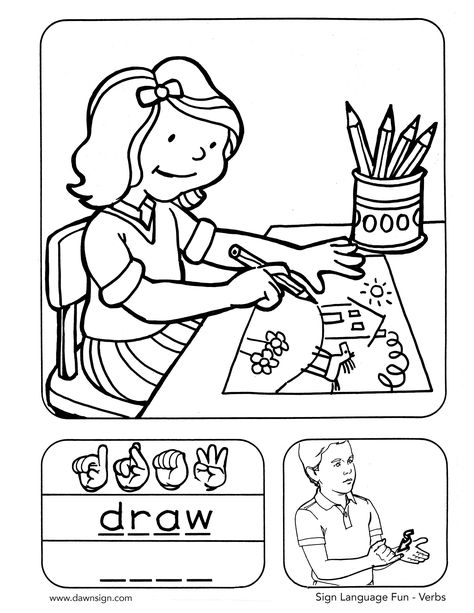 Asl Coloring Pages Free Printable, Asl Coloring Pages, Mentor Activities, Classroom Sign Language, Asl Colors, Classroom Signs Printable, Sign Language Colors, Asl Lessons, Camping Coloring Pages