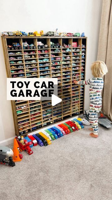 Katie Gomes | Mom Tips | Toy Reviews | Amazon Gadgets on Instagram: "As you can see the Disney Cars obsession is real in this fam 🤩 Shoutout to my hubs for the amazing DIY “garage” for Nate’s room! I’m so excited for cleaner floors and to not constantly be stepping on cars anymore 😂 #disneycars #disneycarscollection #toycars #toycarcollection #toycargarage #toystorage #toystagram #toycarsplanet" Cars Storage For Kids, Toddler Boy Gift Ideas, Diy Toy Car Garage, Diy Toys Car, Toy Car Garage, Toy Garage, Amazon Gadgets, Mom Tips, Diy Garage