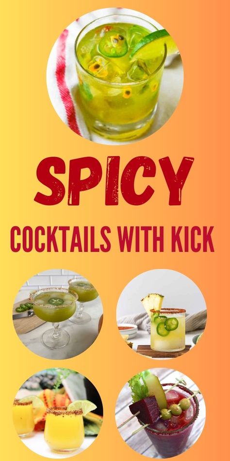 Spicy Cocktails with Kick | Sizzling Hot Spicy Cocktails With Kick | Summer Cocktail Ideas | Cocktails with Heat | Spicy Cocktail Recipes #SpicyCocktails #SizzlingHotCocktails #CocktailRecipes #SummerCocktails #Cocktails Spicy Drinks Cocktails, Spicy Vodka Cocktails, Sweet And Spicy Cocktail, Pineapple Cocktail Recipes, Spicy Cocktails, Hawaiian Drinks, Wine Cocktail Recipes, Cucumber Vodka, Spicy Drinks