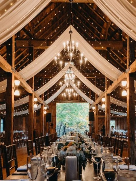 Twinkle Lights Wedding, Winter Barn Weddings, Gothic Wedding Theme, Fall Wedding Venues, Fall Barn Wedding, Indoor Wedding Receptions, Autumn Wedding Reception, Rustic Winter Wedding, Barn Wedding Reception