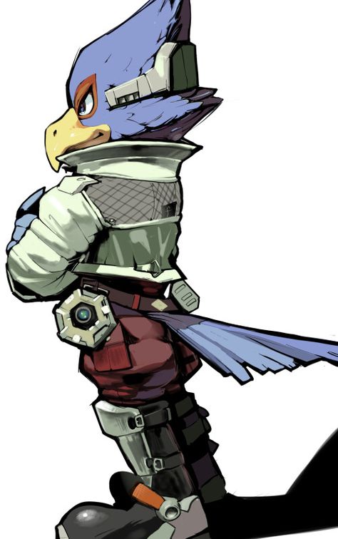 Falco from the Starfox Series. "Playing the hero again, eh Foxie?" Falco Lombardi, Fox Mccloud, Fox Character, Bird People, Video Game Fan Art, Nintendo Characters, Star Fox, Nintendo Art, Smash Brothers